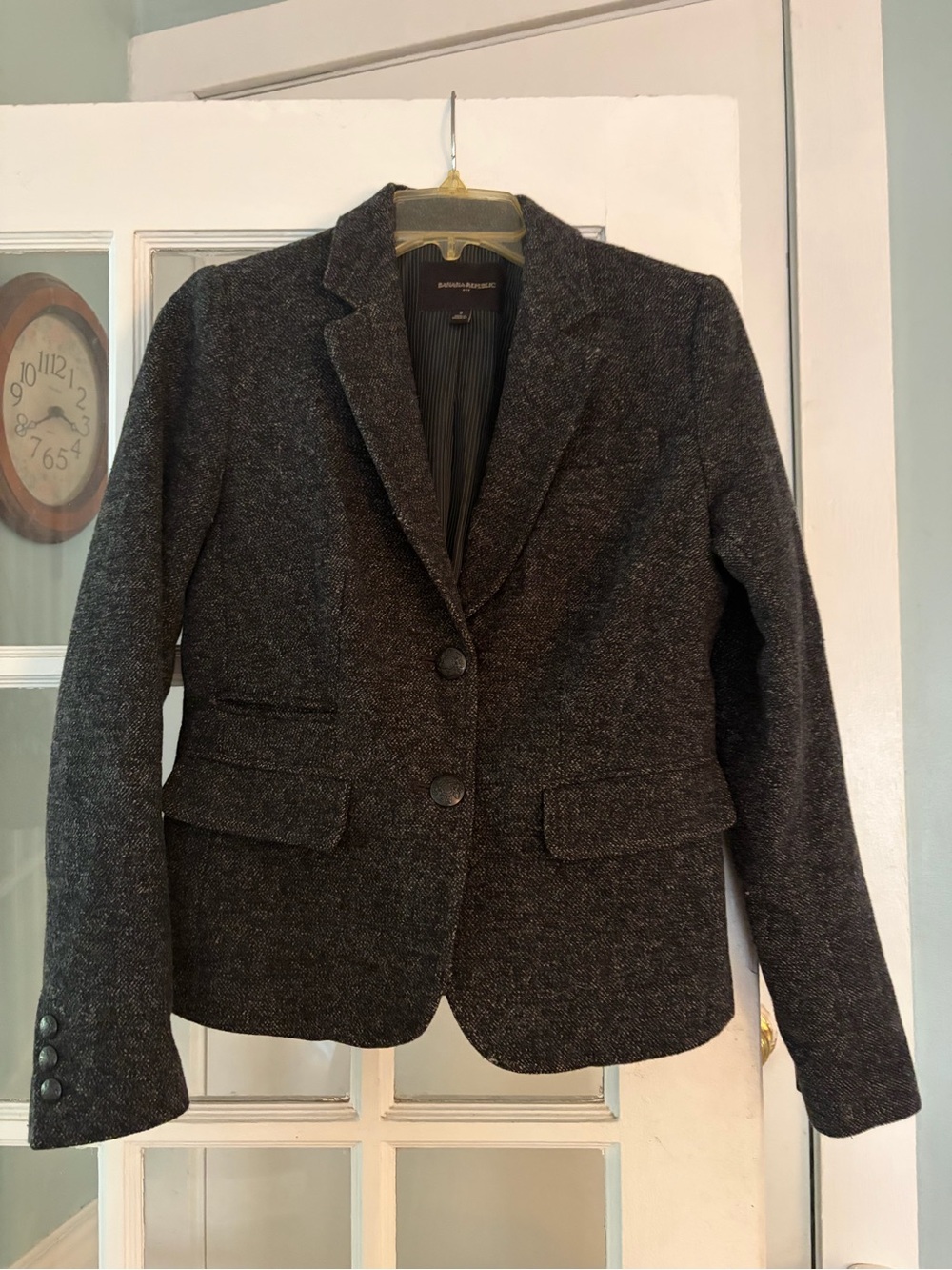 Banana Republic Women's Charcoal Tweed Blazer Jacket